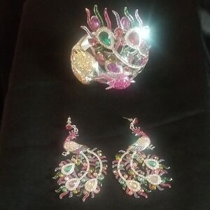 Bird Of PARADISE Elegant Multicolor Peacock Jewelry Set
